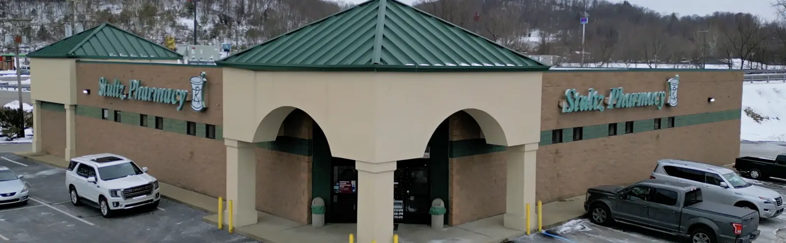Stultz Pharmacy storefront on Greenup Rd. in Greenup, Kentucky